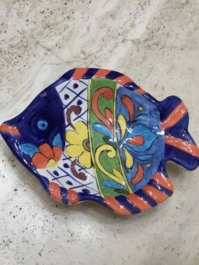 Maxcera Ceramic Hand Painted Small Fish Trinket Dish